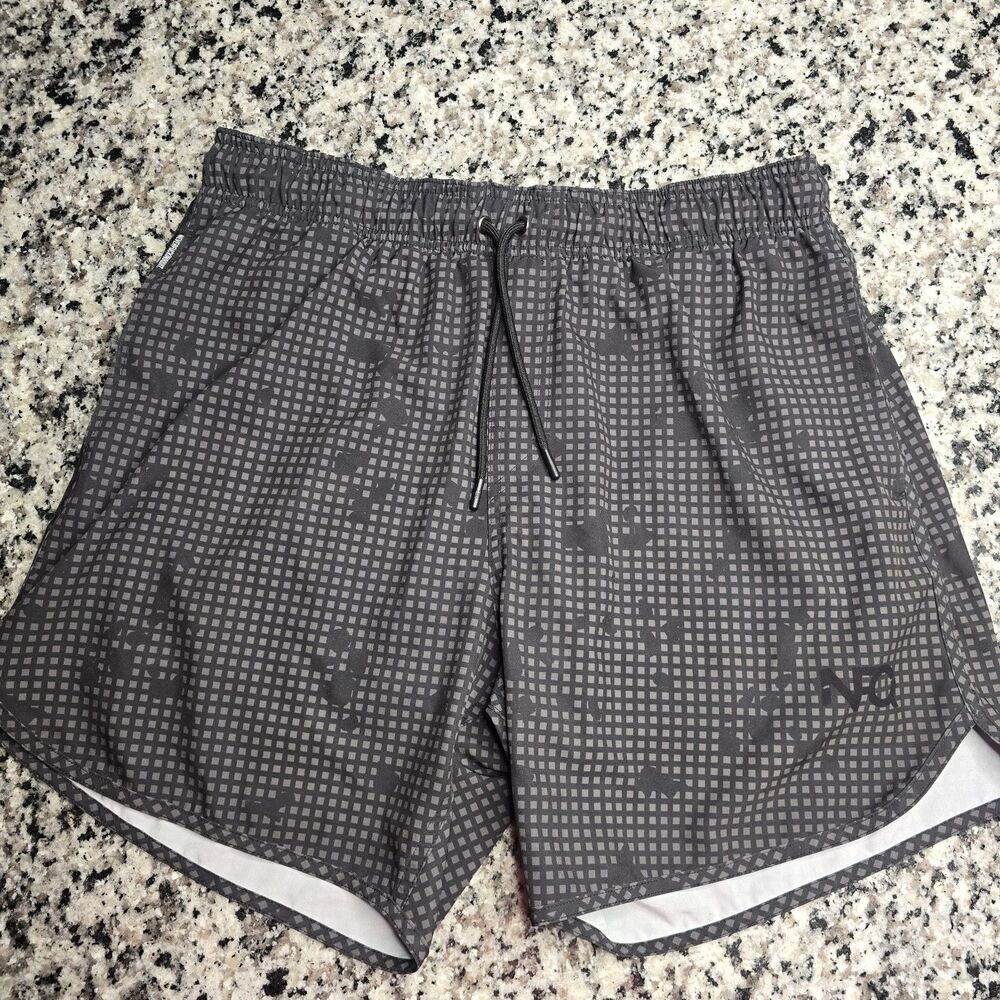 NFQ Men's L Training Shorts Gray AOP Gym Athletic Workout Size 5" Inseam